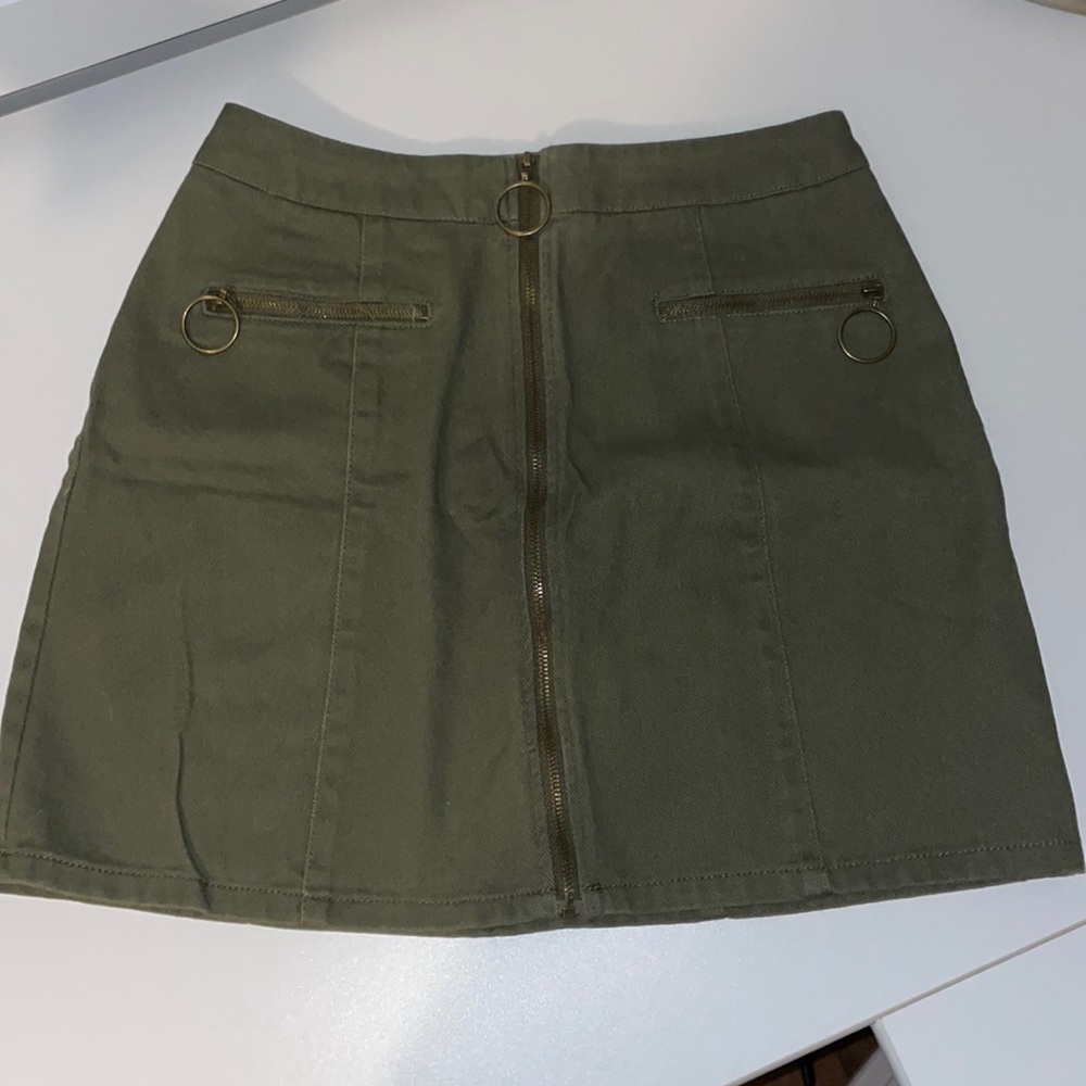 Army green skirt